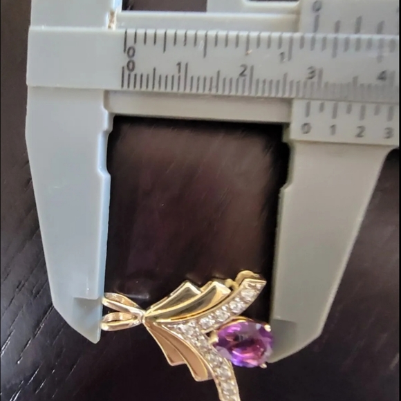 Pendant Amethyst Diamond 14k Yellow Gold  Charm 4.7 grams - Picture 12 of 16